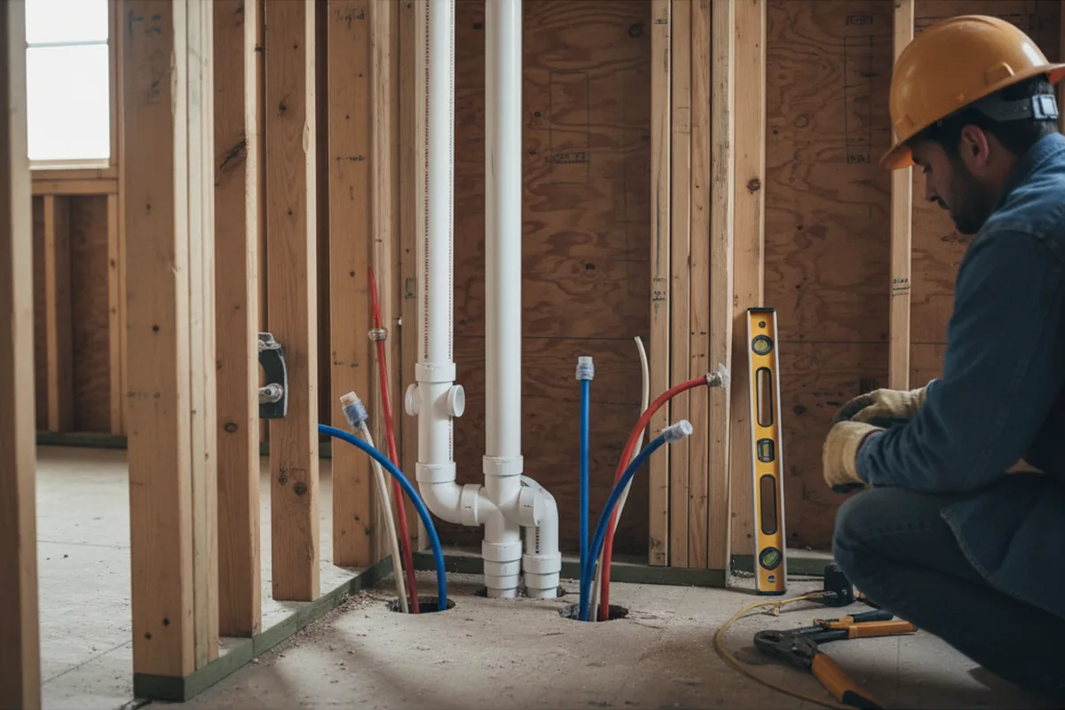 Drain and supply rough-in during Drain Cleaning in Brave